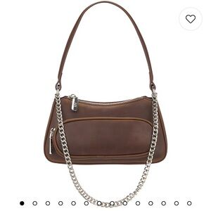 REVOLVE 8 Other Reasons Brown Shoulder Bag Purse with Silver Chain Small Like ne